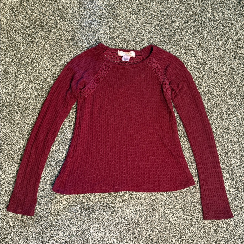 Zoe & Rose Long Sleeve Waffle Shirt, Size S (017G)